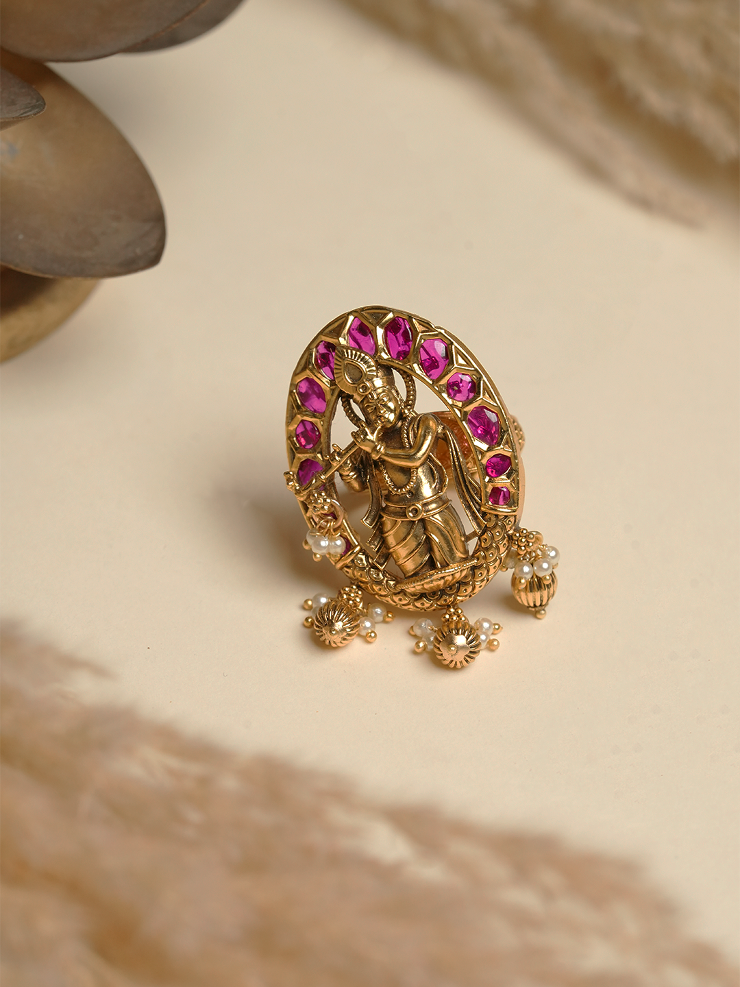 Heavy Antique Krishna Ring