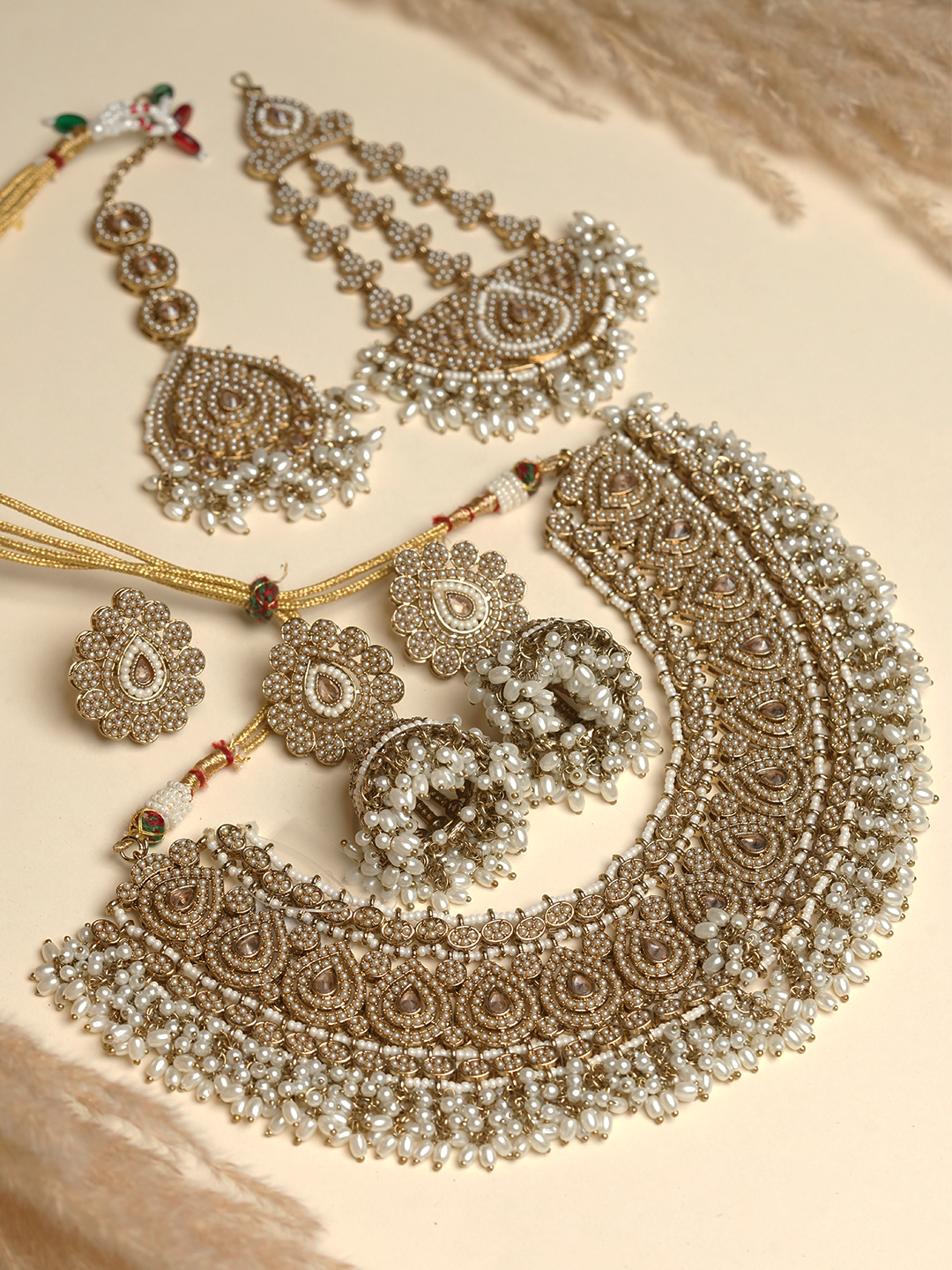 White Reverse AD Heavy Bridal Set