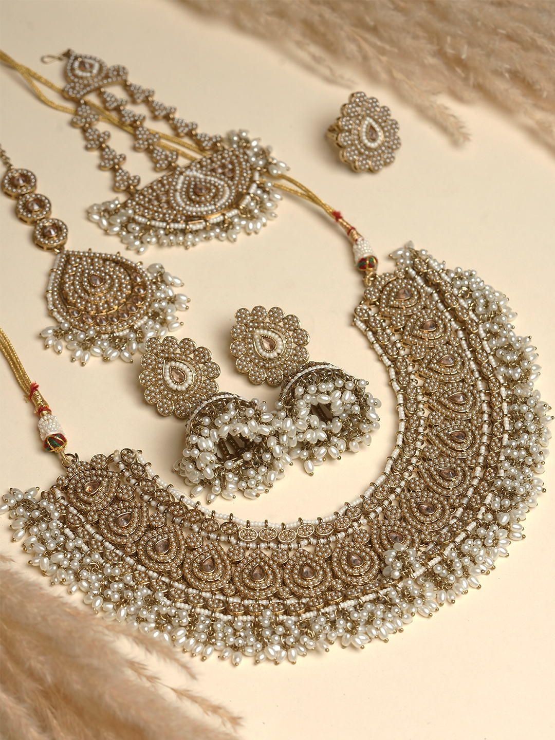 White Reverse AD Heavy Bridal Set
