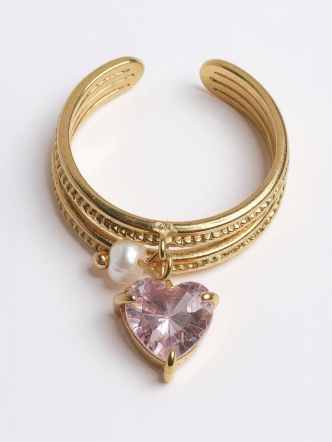 Pink Heart Charm Ring