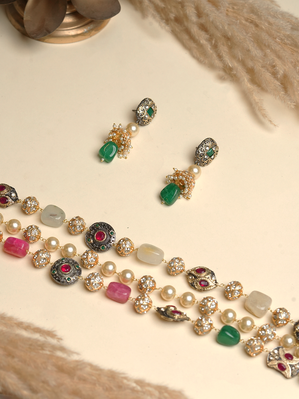 Long Triple Layered Multicolor Mala Set