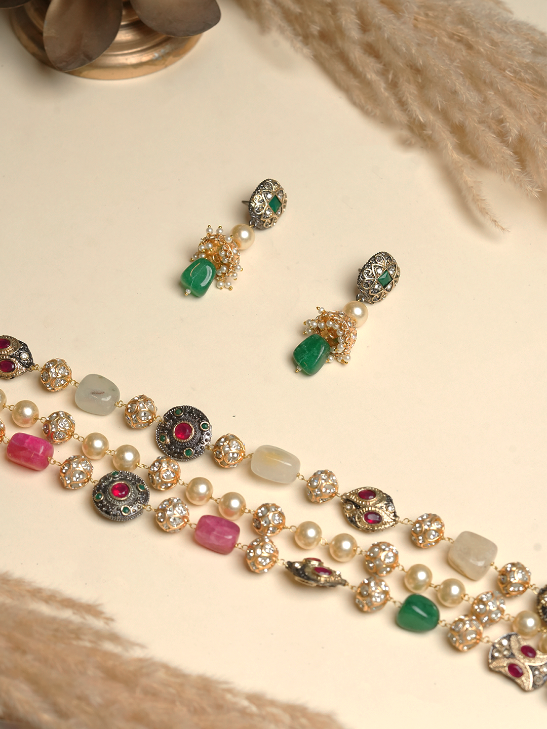 Long Triple Layered Multicolor Mala Set