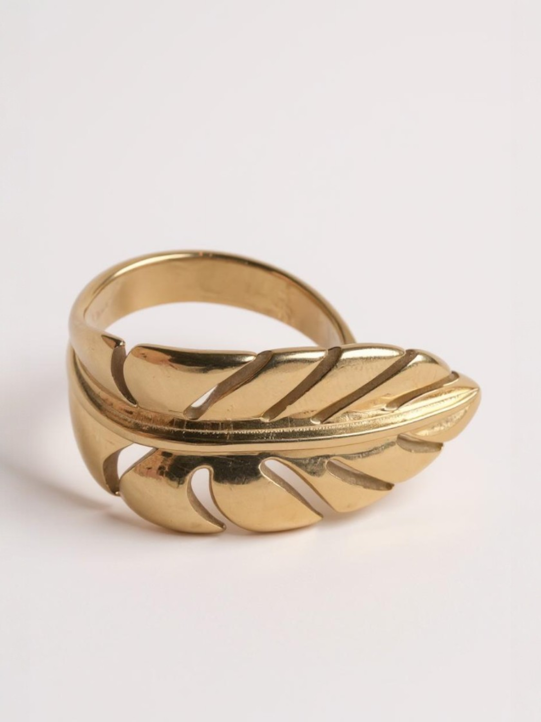 Leaf Feather Smooth Surface Ring