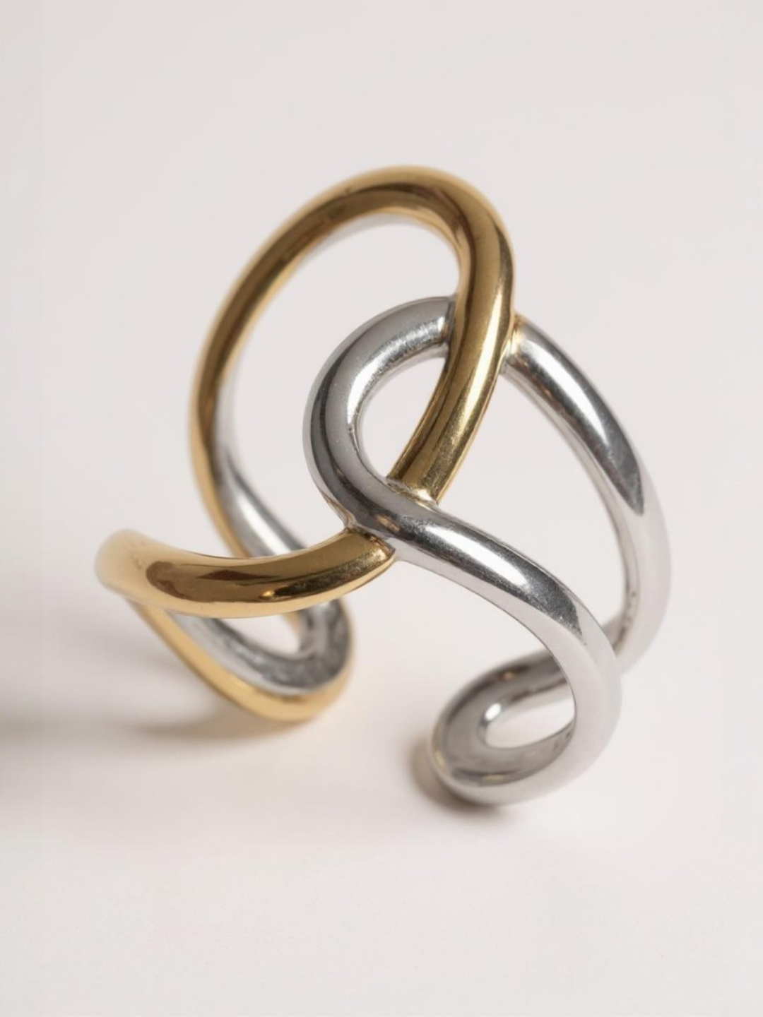 Two Tone Color Matching Irregular Winding Ring