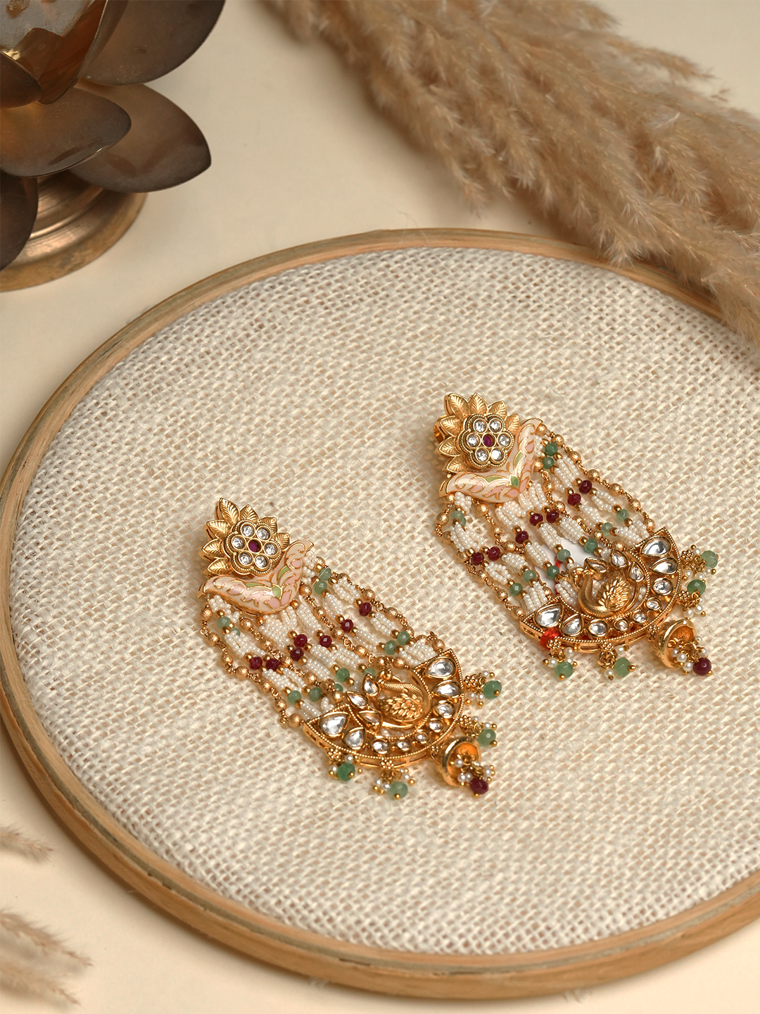Meenakari Peacock Design Earrings