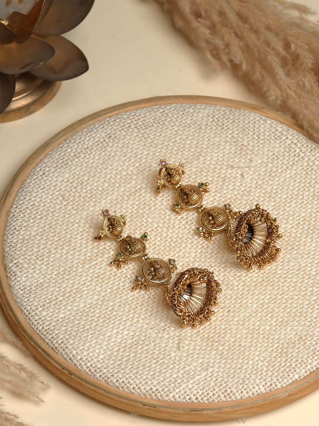Long Peacock Antique Earrings