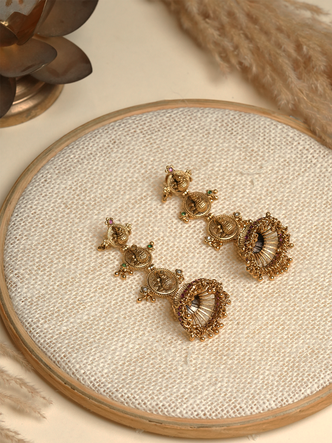 Long Peacock Antique Earrings