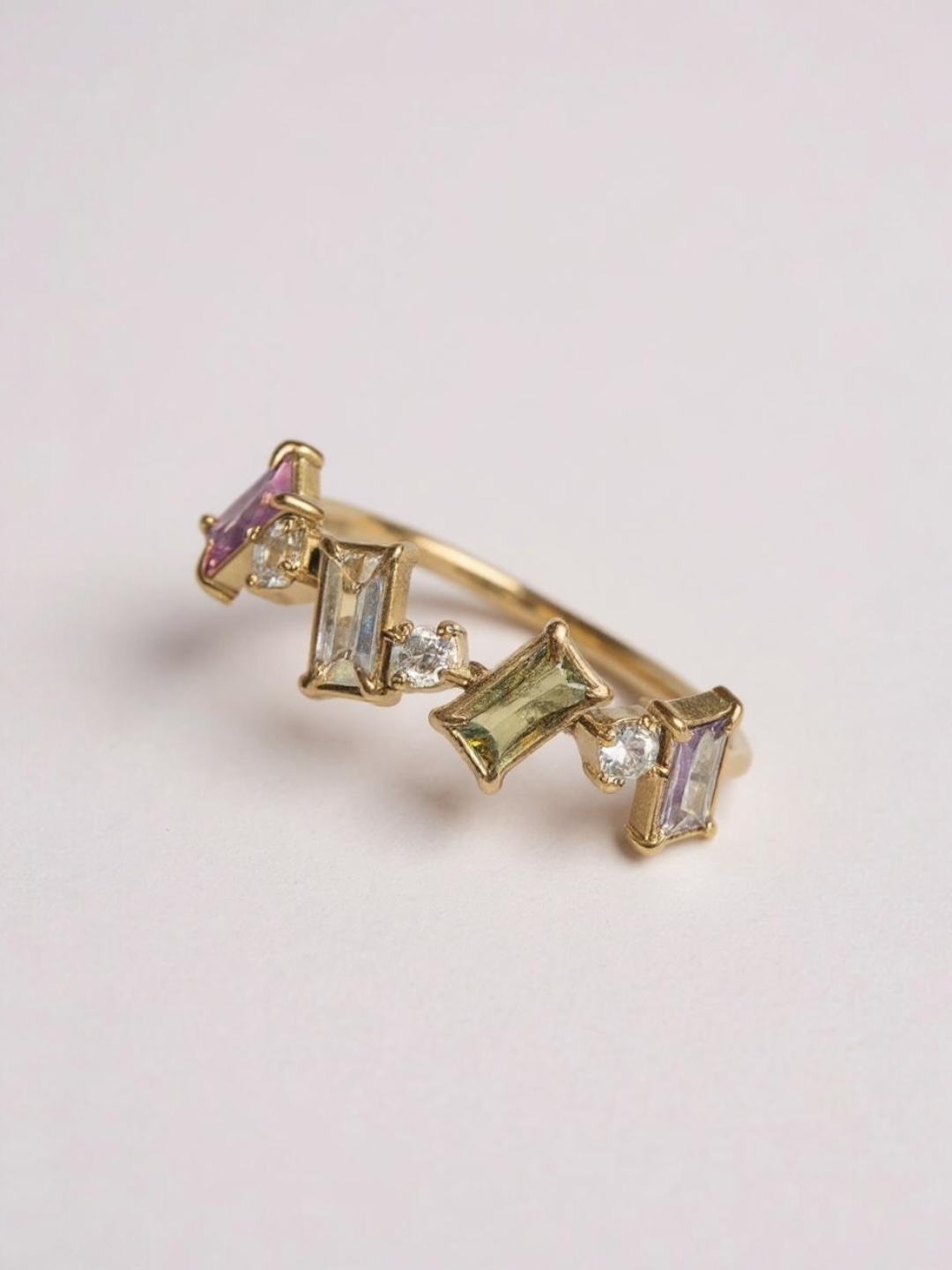 Shiny Cubic Zirconia Stainless Steel Ring Size 7