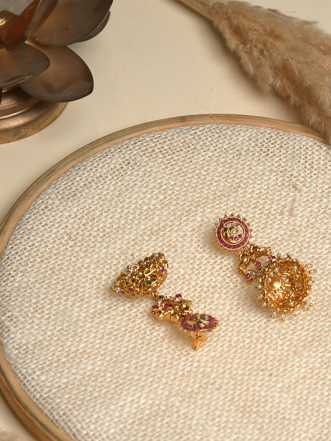 Designer Antique Jadau Jhumki