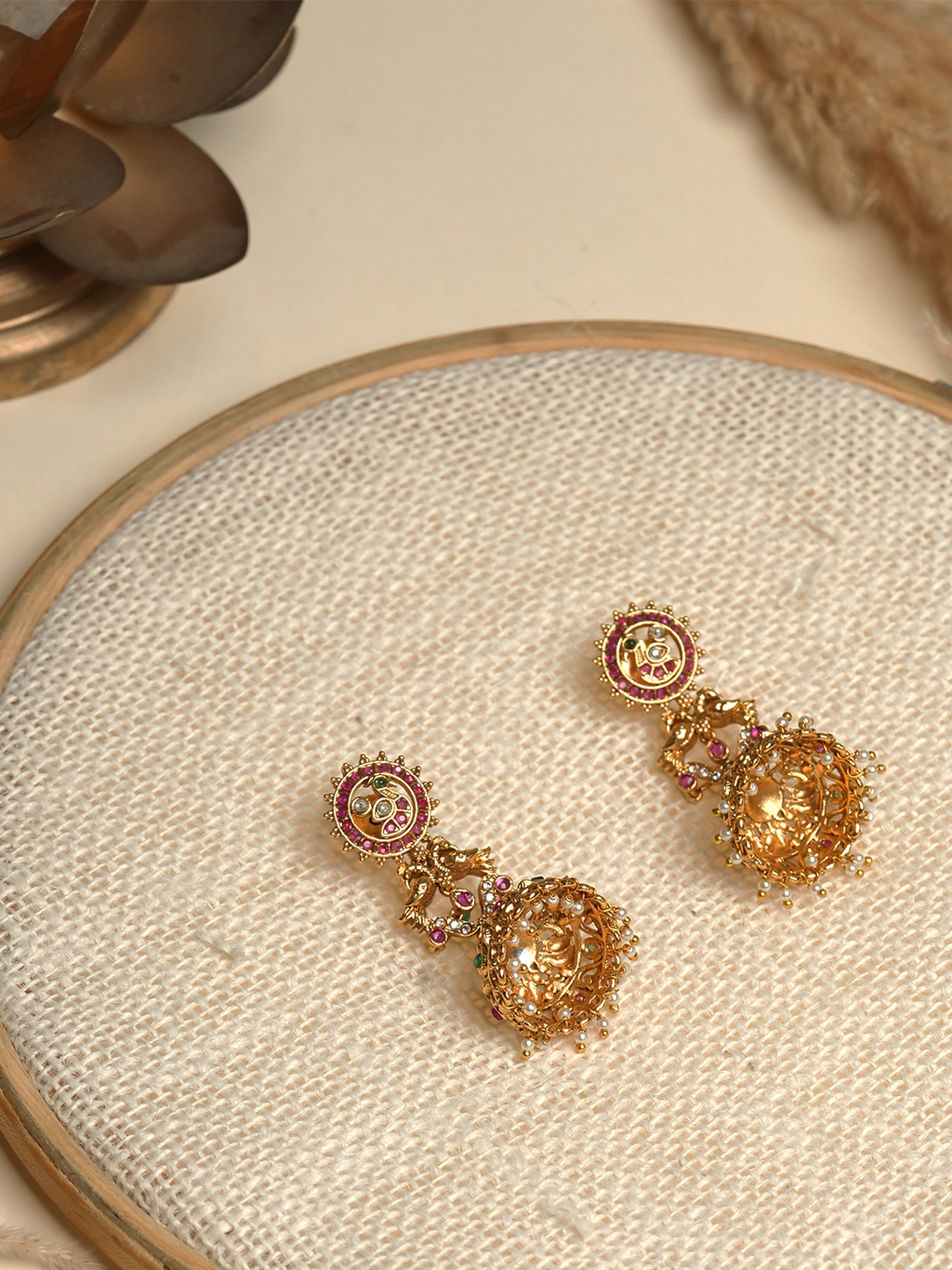 Designer Antique Jadau Jhumki