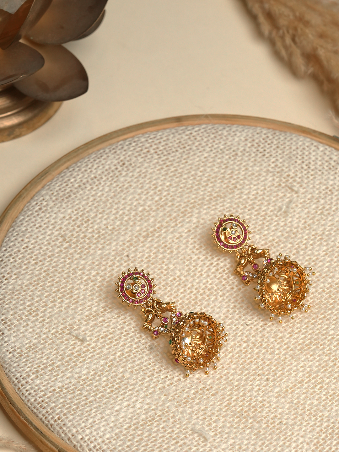 Designer Antique Jadau Jhumki