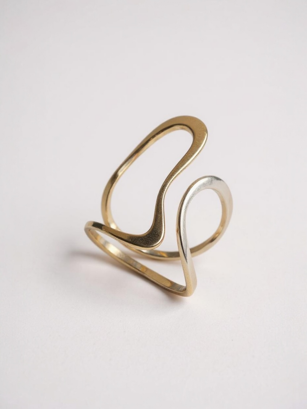 Two-Tone Abstract Open Ring