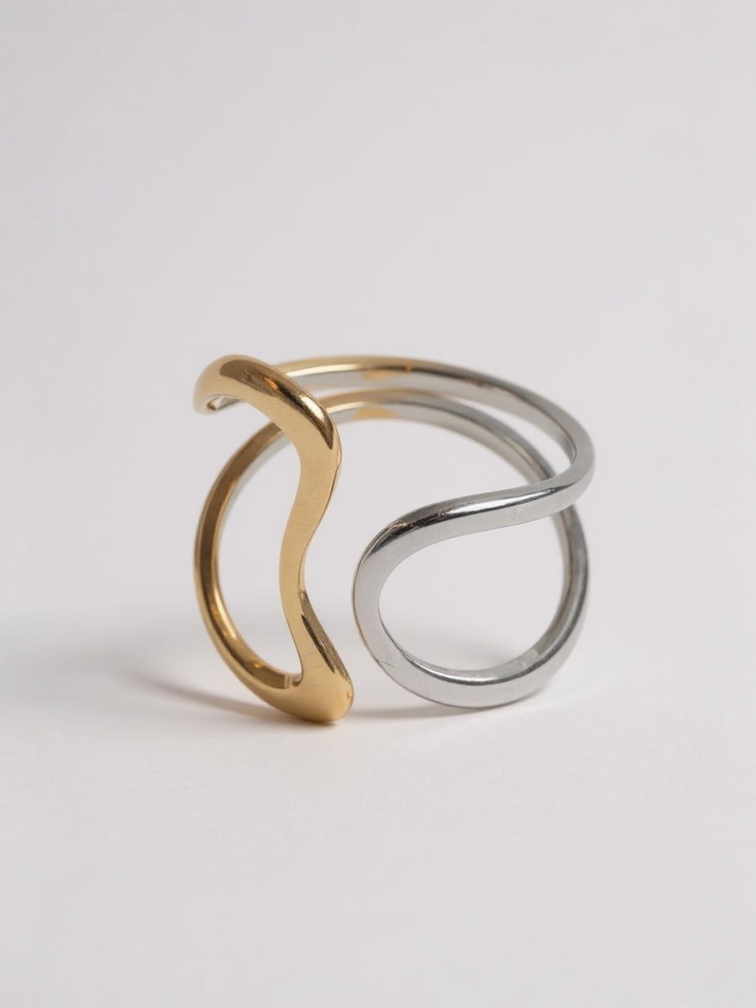 Two-Tone Abstract Open Ring