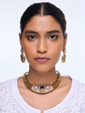 Designer Golden CZ Hasli With Blue Stone