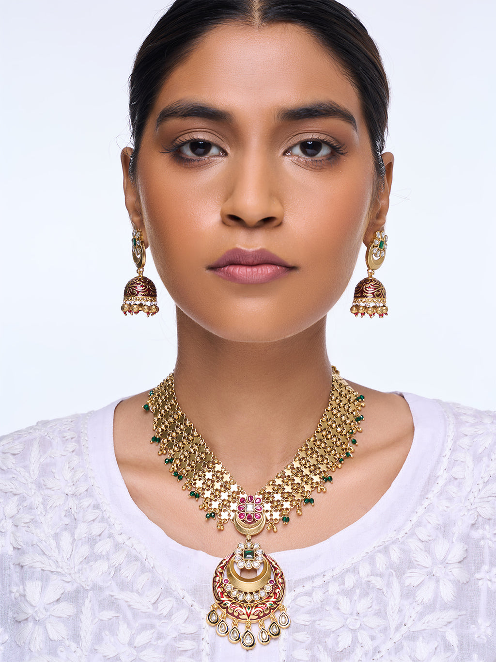 Red Designer Meenakari Necklace