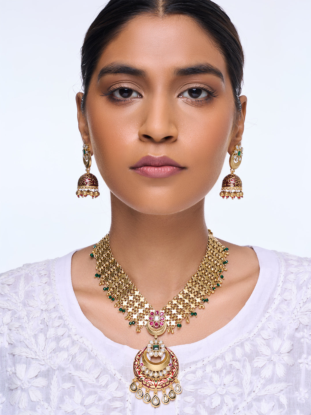 Red Designer Meenakari Necklace