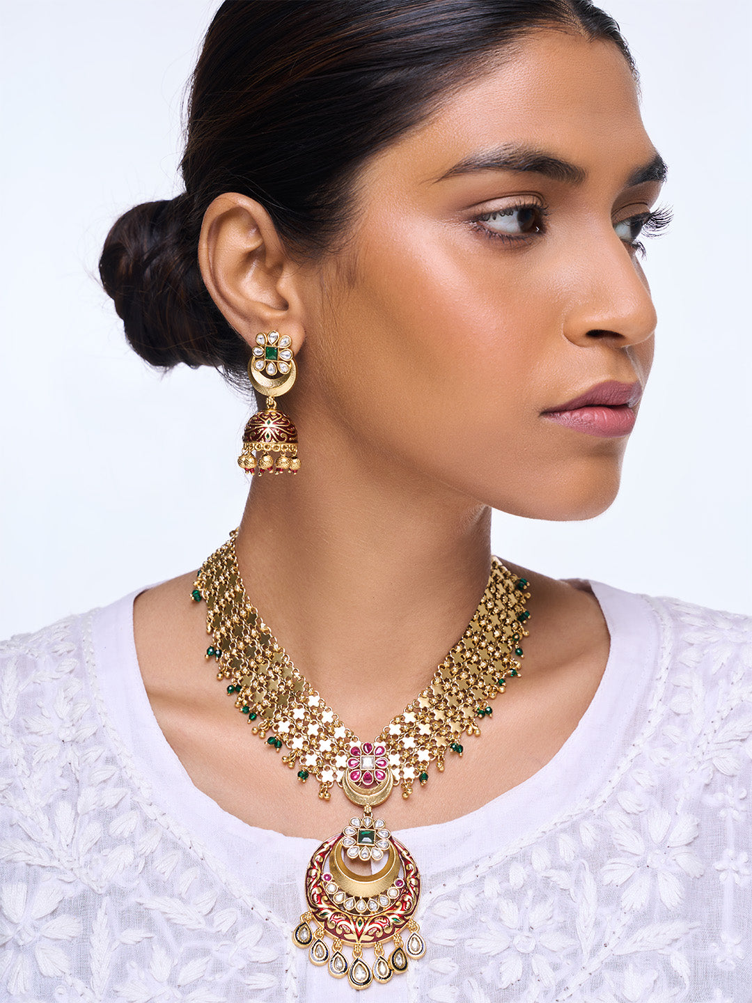 Red Designer Meenakari Necklace