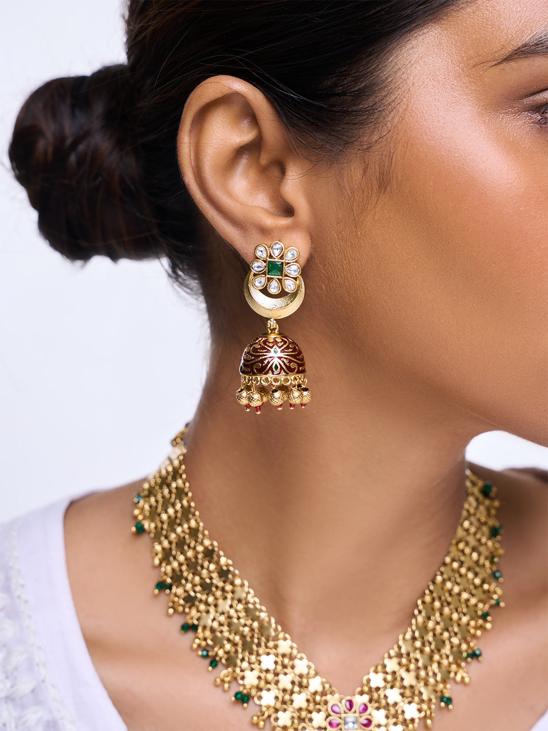 Red Designer Meenakari Necklace