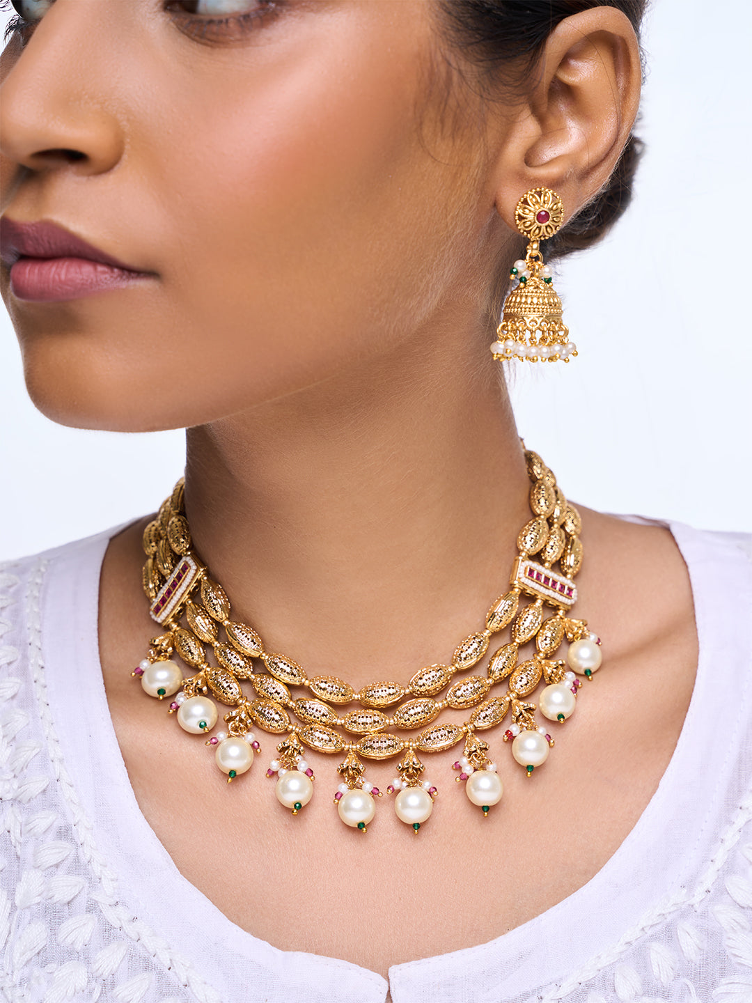 Designer Beaded Golden Necklace