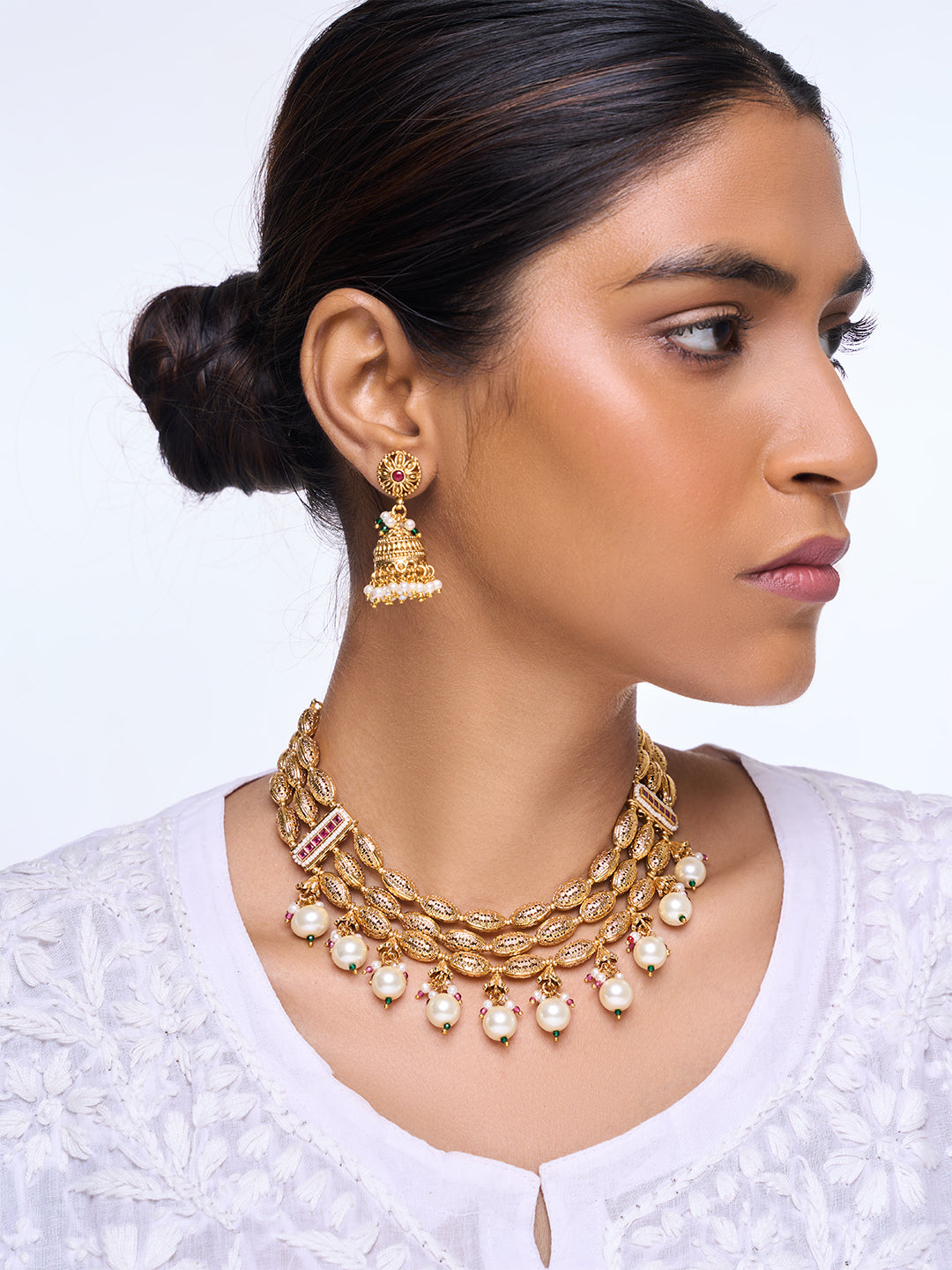 Designer Beaded Golden Necklace