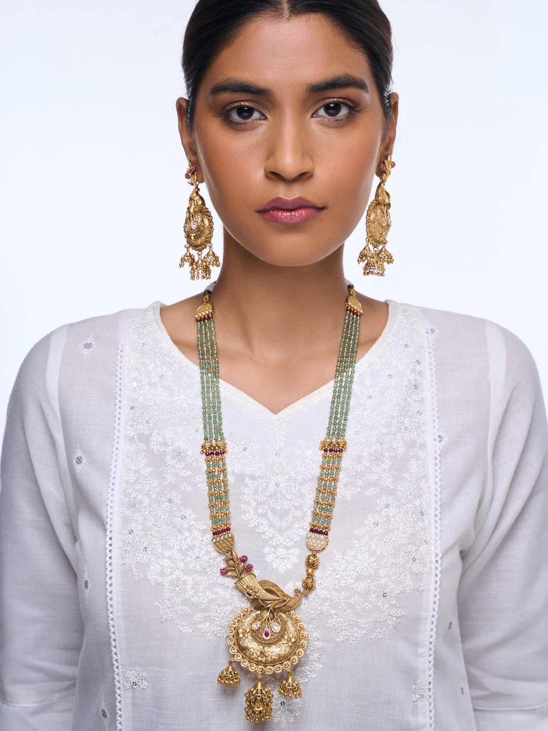 Long Designer Antique Pendant Set