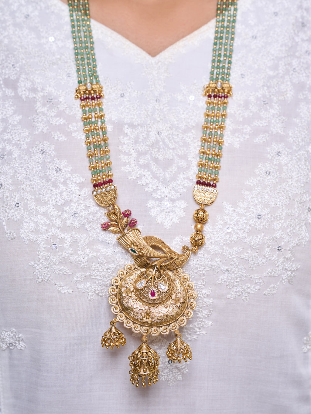 Long Designer Antique Pendant Set