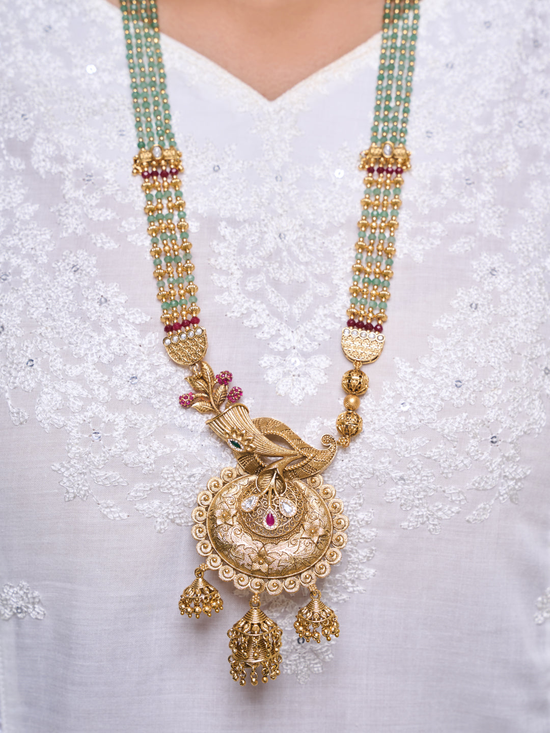 Long Designer Antique Pendant Set