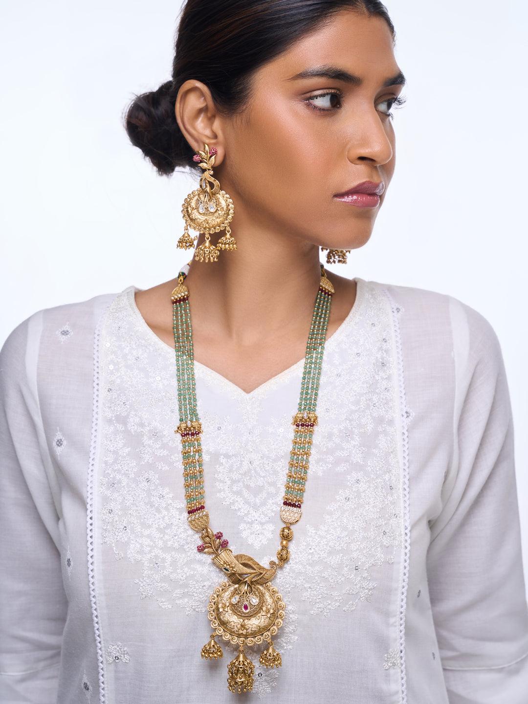 Long Designer Antique Pendant Set