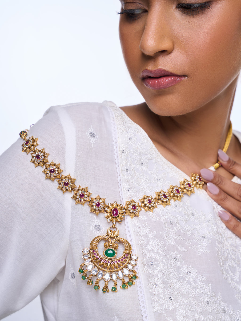 Designer Pendant Set with Kundan Stones