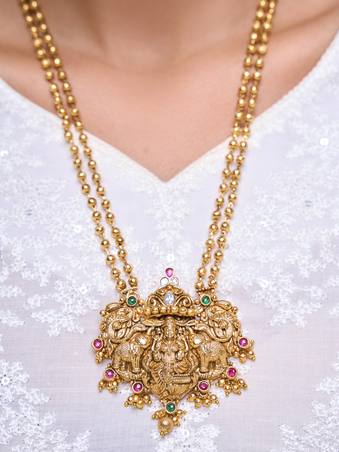 Lakshmi with Elephant Designer Pendant Set