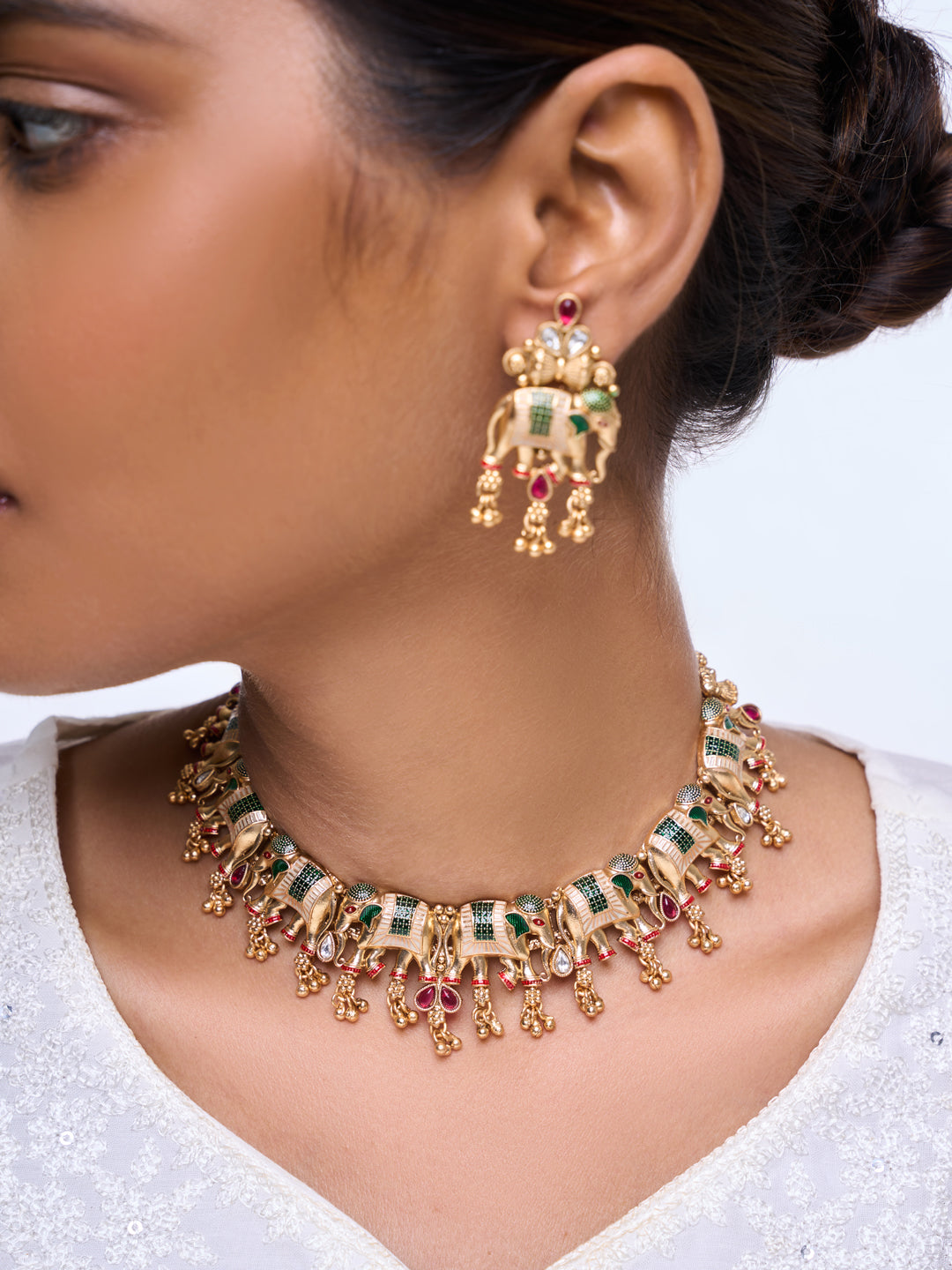 Meenakari Elephant Necklace