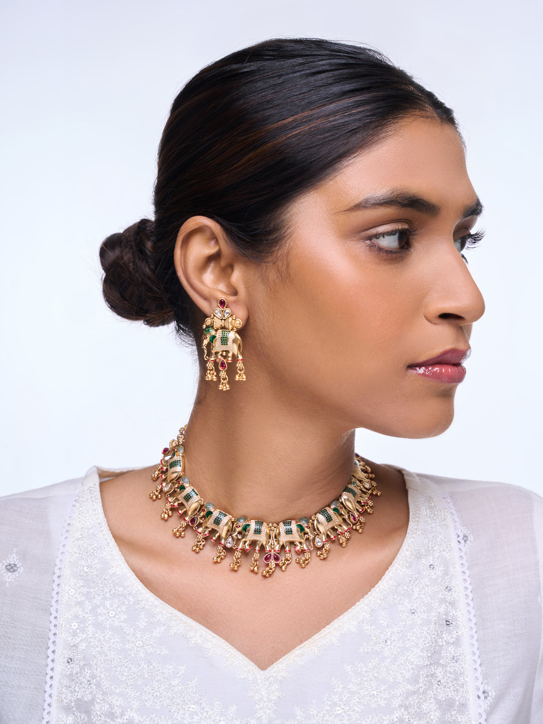 Meenakari Elephant Necklace