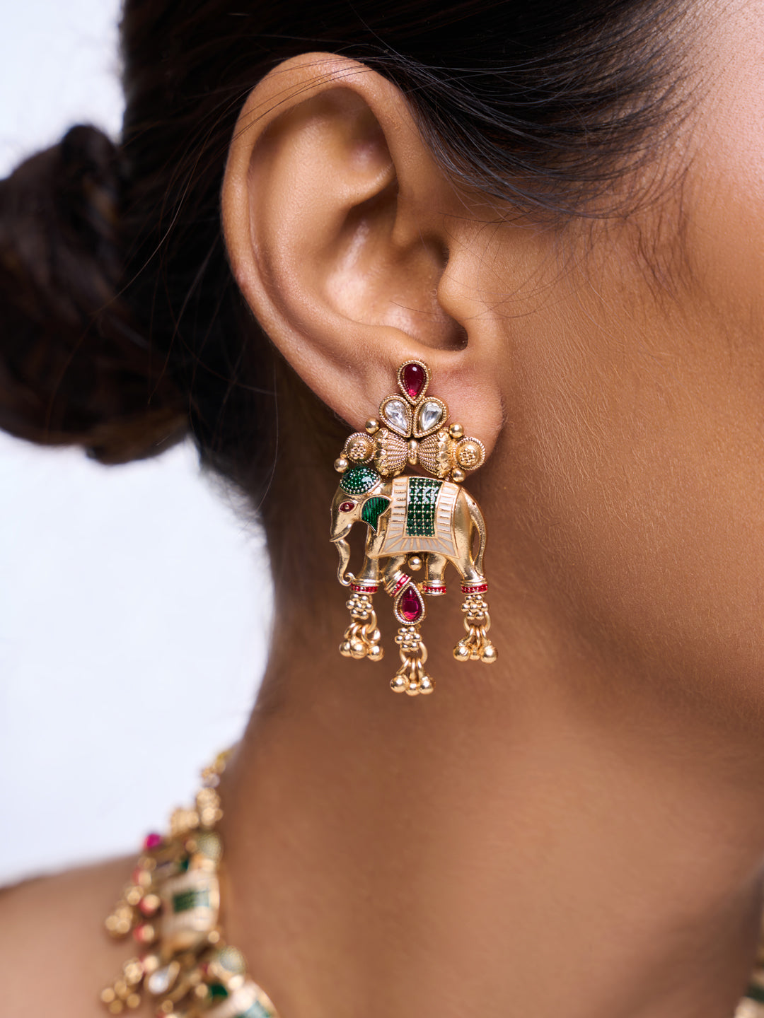 Meenakari Elephant Necklace