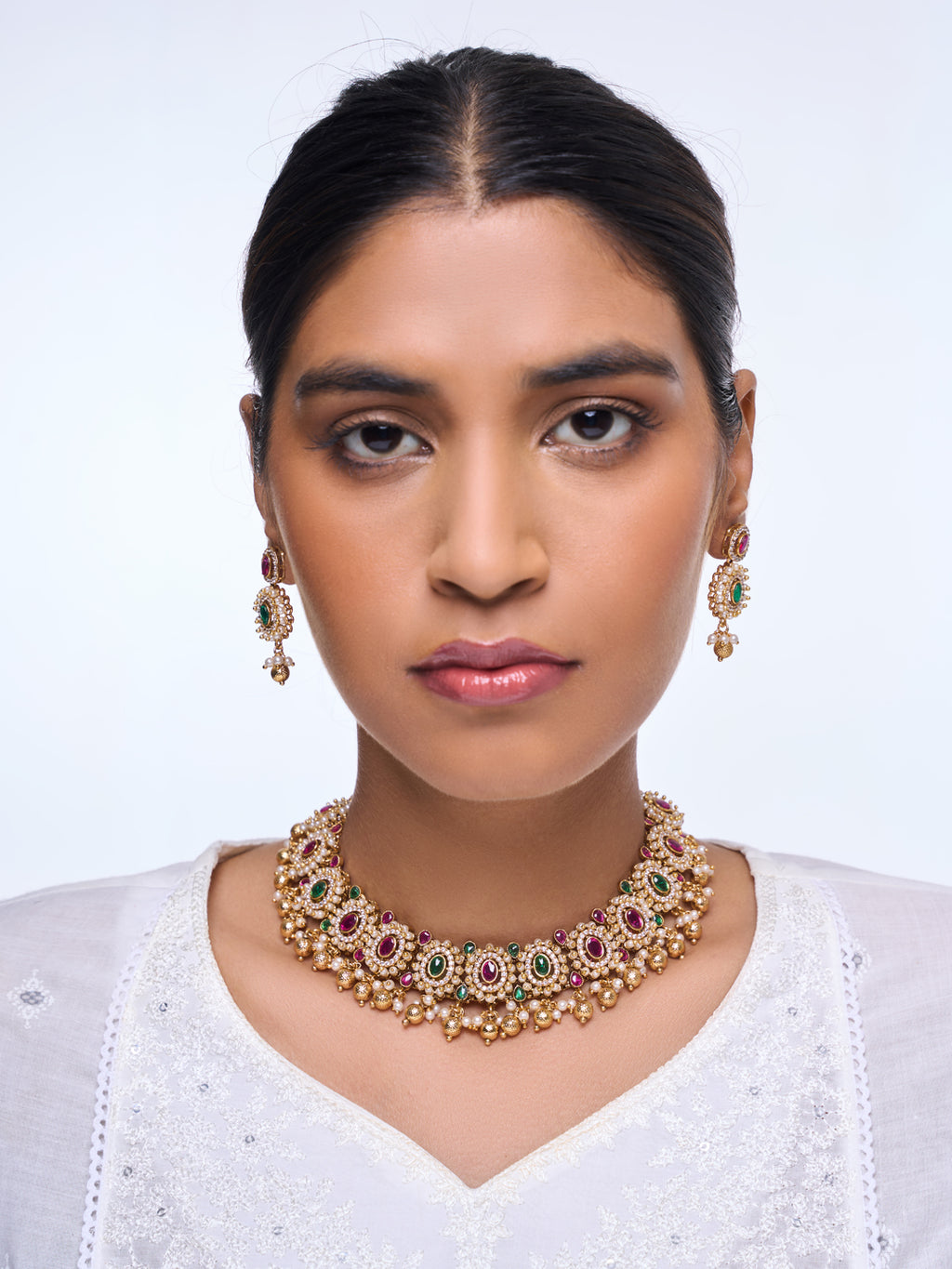 Pink Green Necklace Set