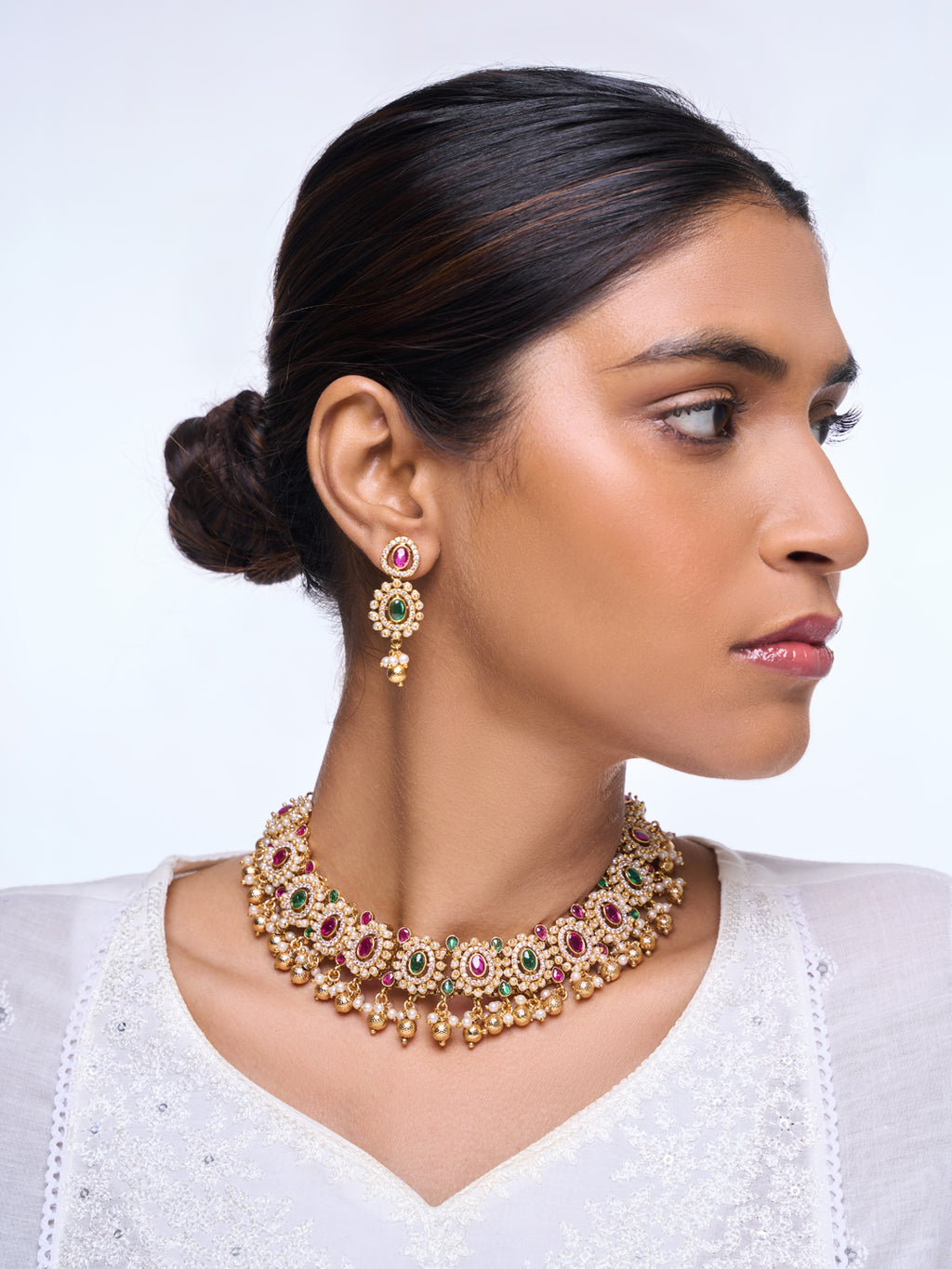 Pink Green Necklace Set