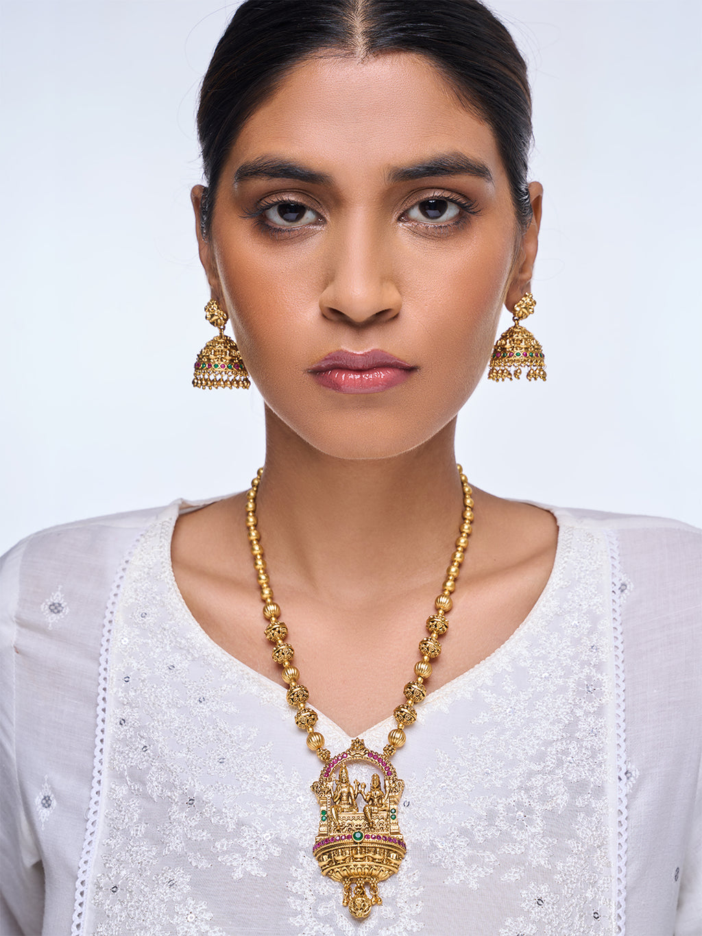 Shiv Parvati Matar Mala Pendant Set