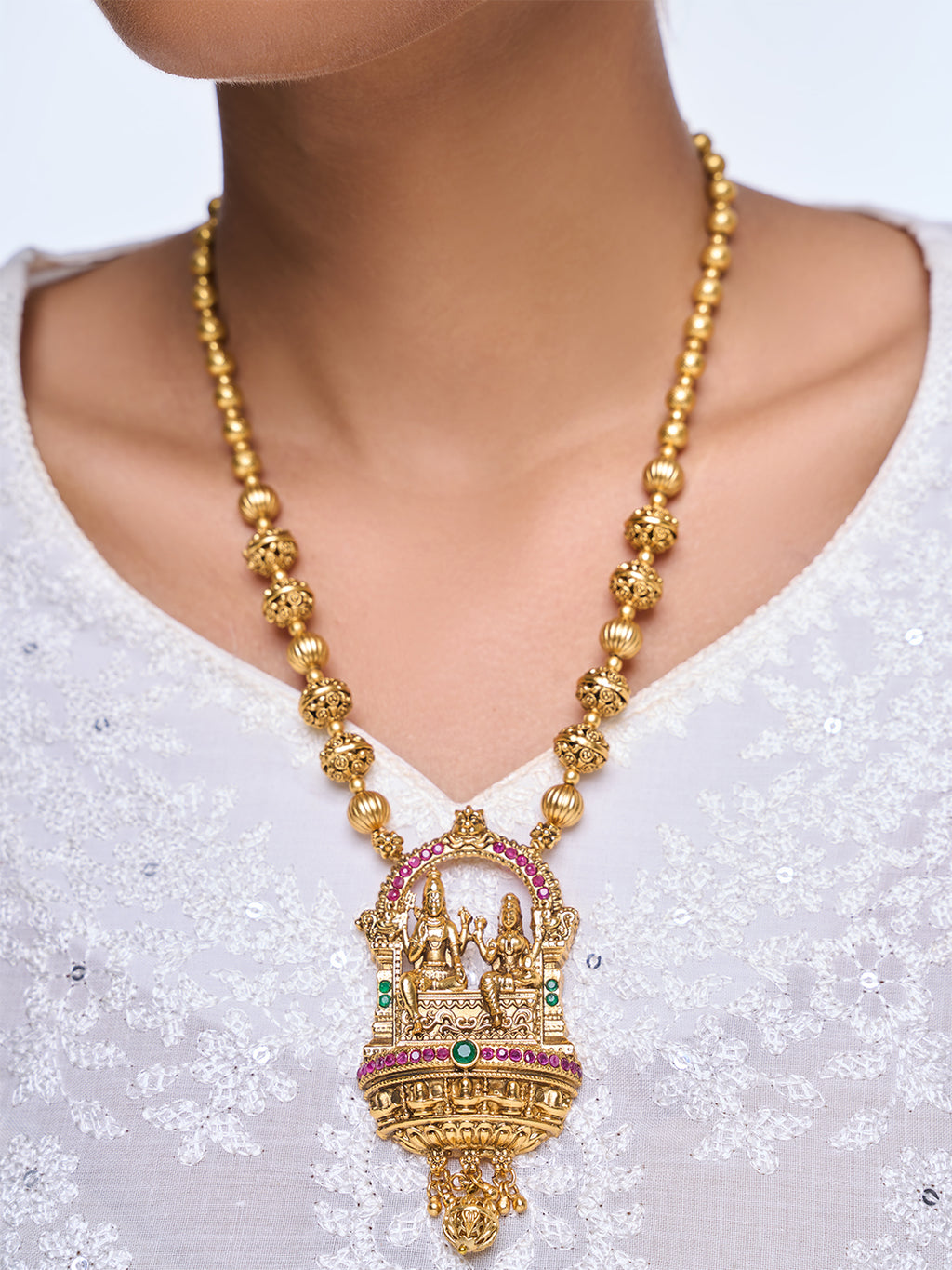 Shiv Parvati Matar Mala Pendant Set