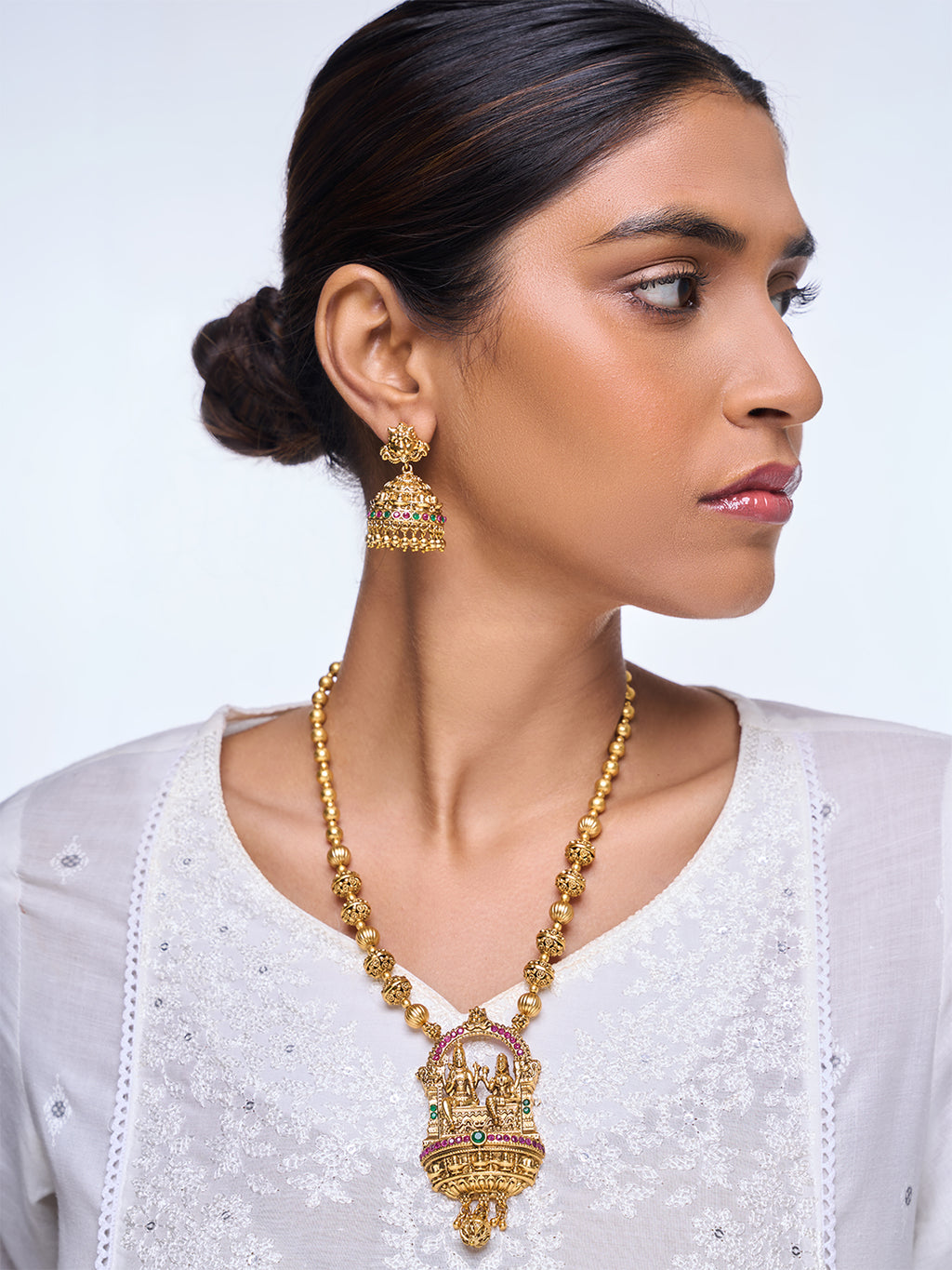 Shiv Parvati Matar Mala Pendant Set