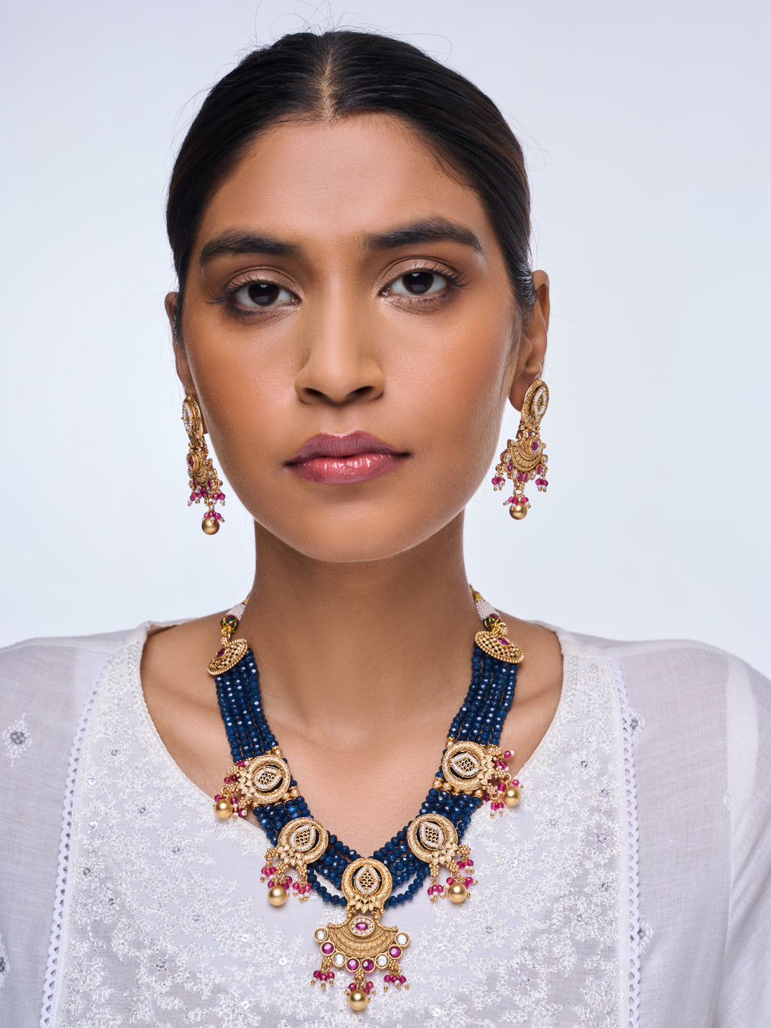 Dark Blue Beaded Necklace