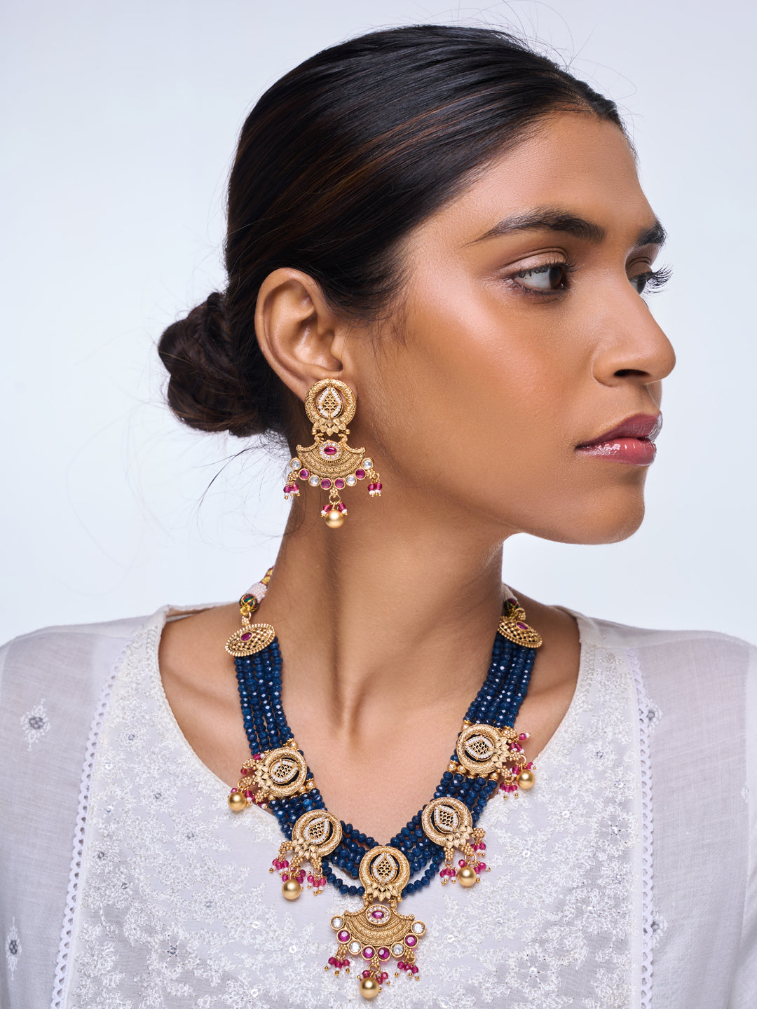 Dark Blue Beaded Necklace