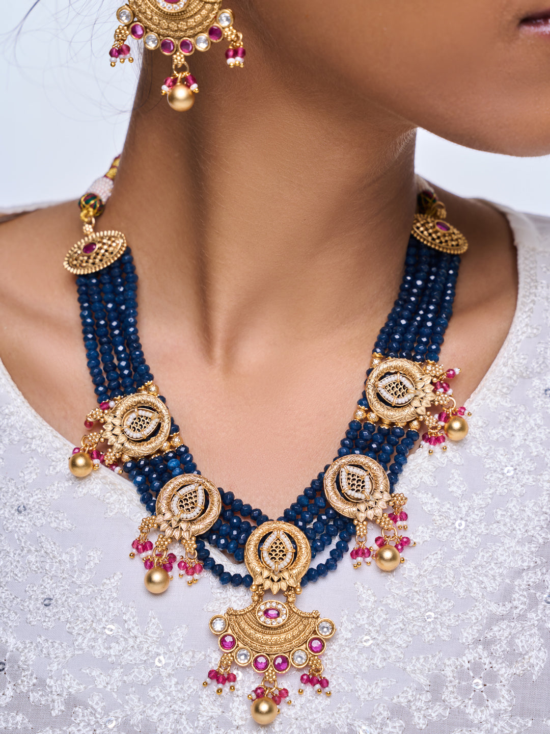 Dark Blue Beaded Necklace
