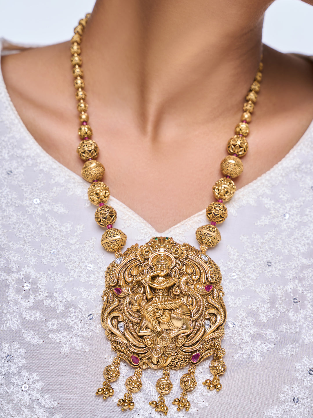 Heavy Matar Mala Antique Pendant Set