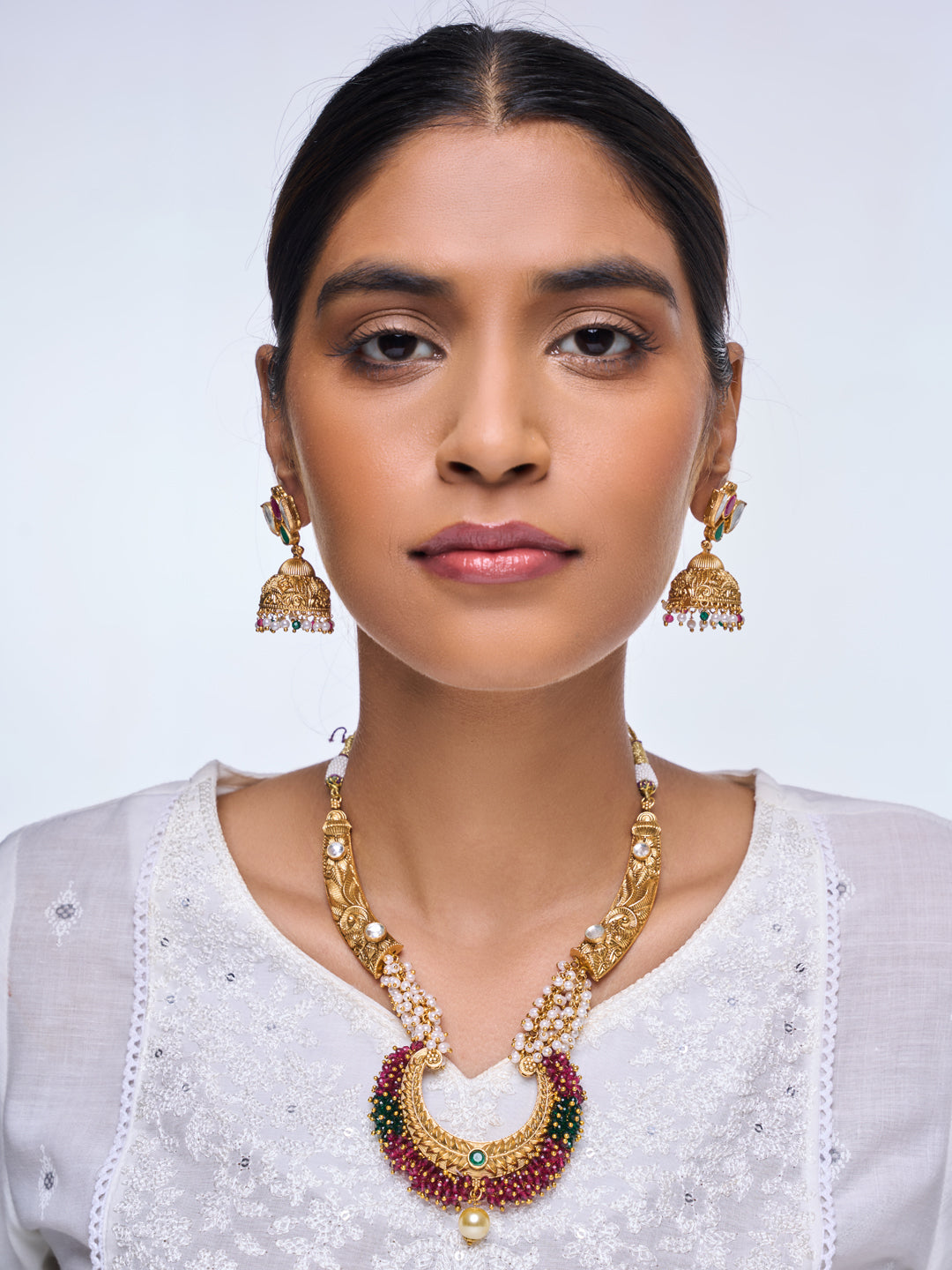 Designer Pink Green Hasli Style Necklace