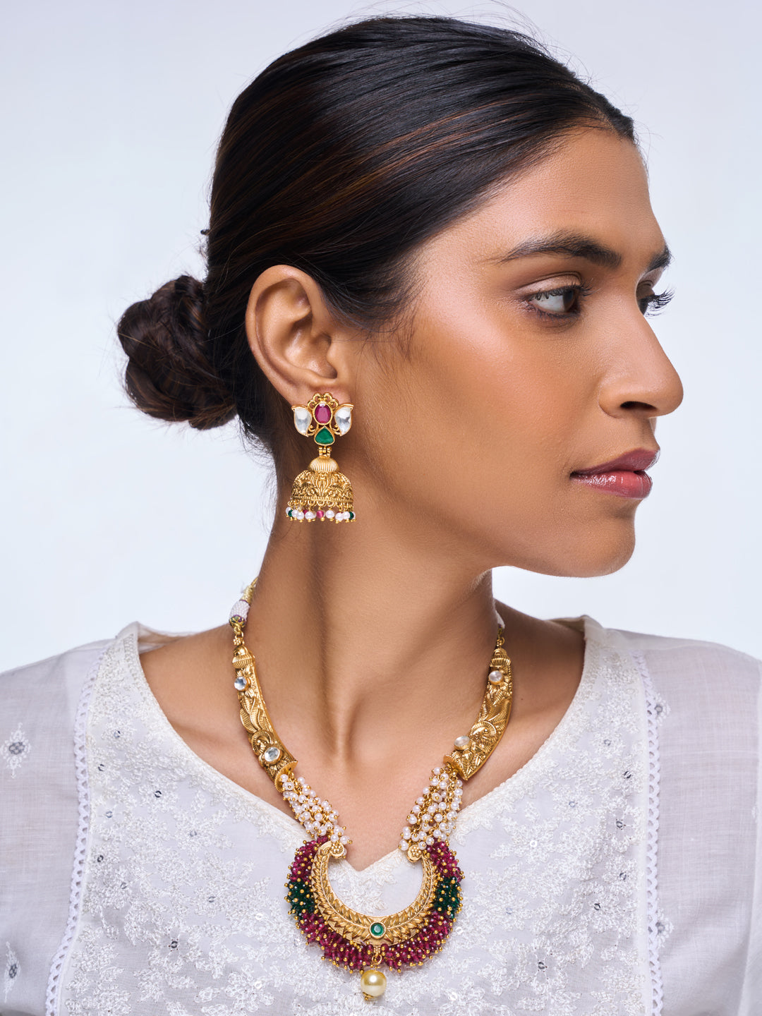Designer Pink Green Hasli Style Necklace