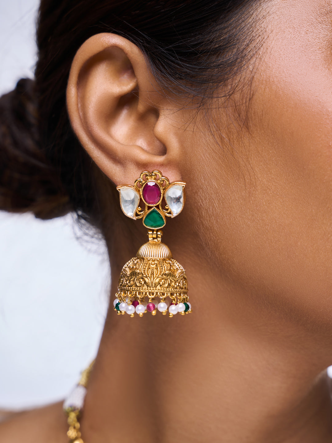 Designer Pink Green Hasli Style Necklace
