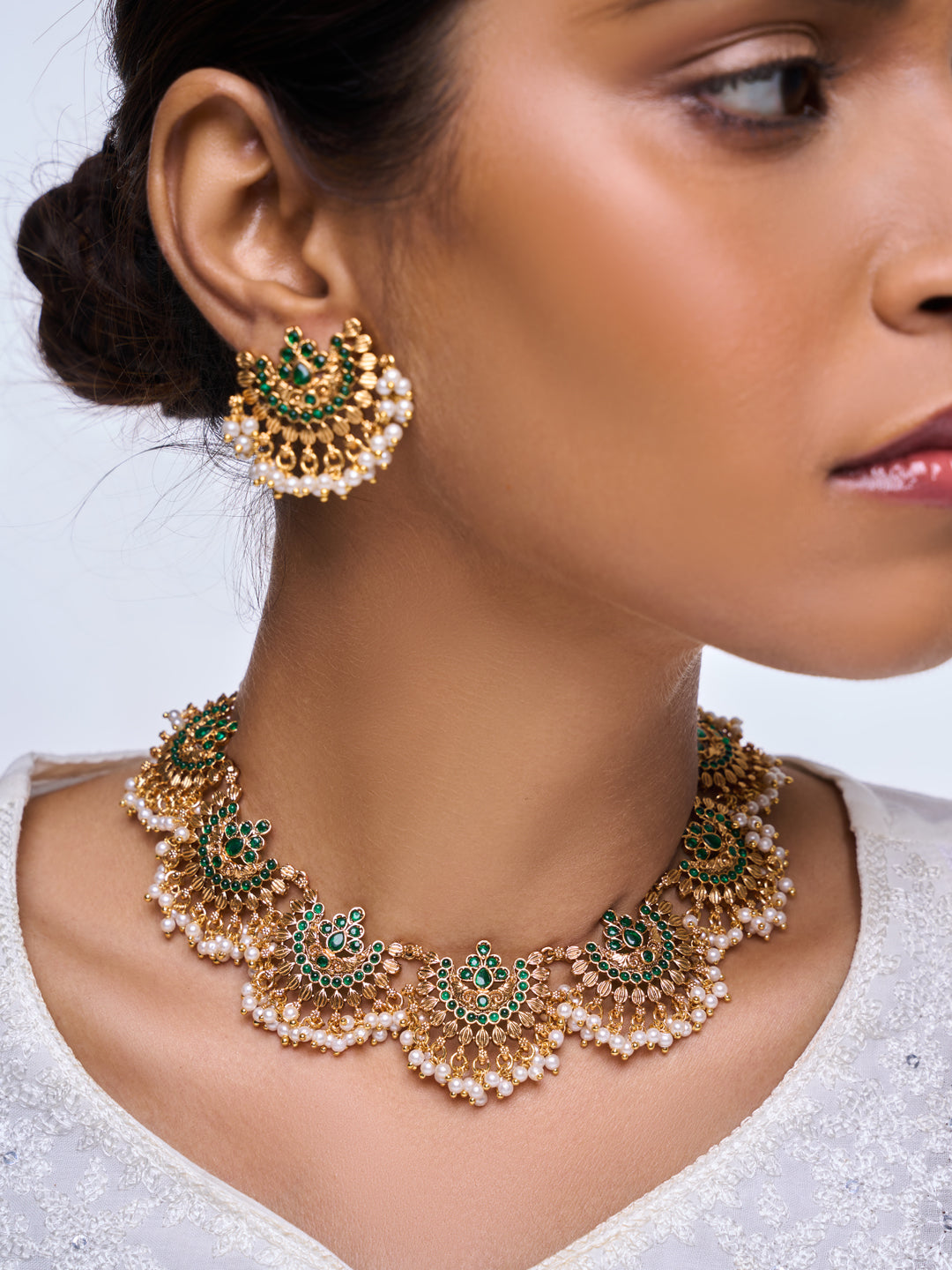 Designer Green Gold Polished Necklace