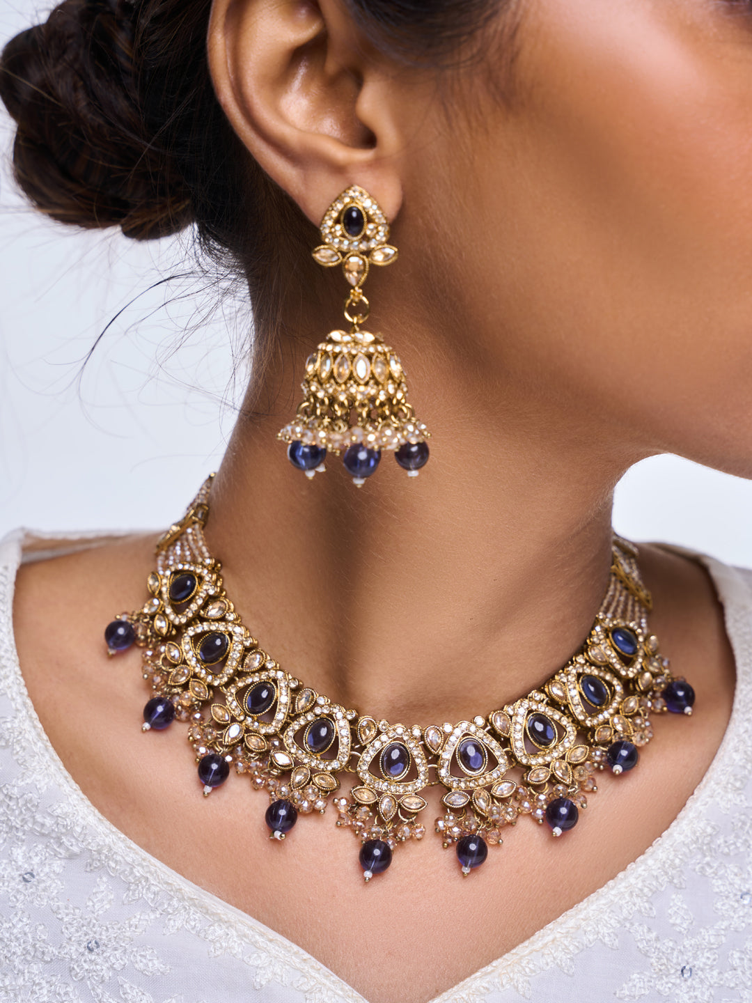 Blue Reverse AD Necklace