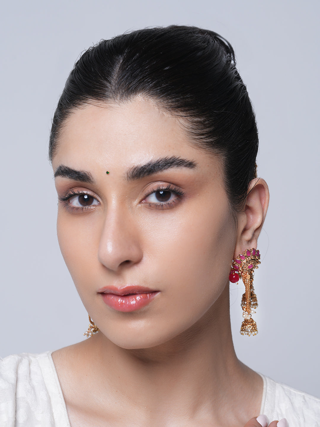 Designer Red Earrings with Kaanchain