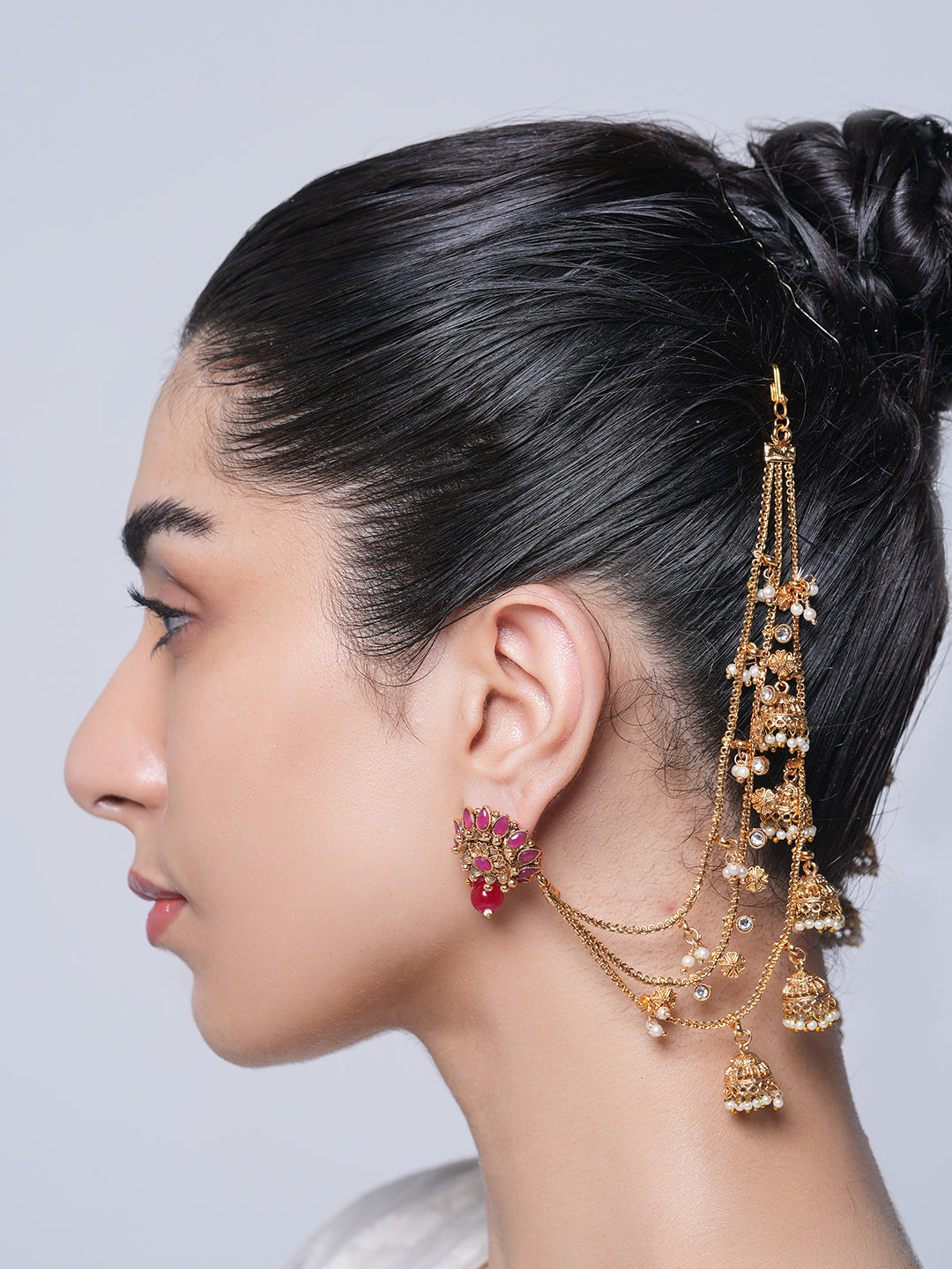 Designer Red Earrings with Kaanchain