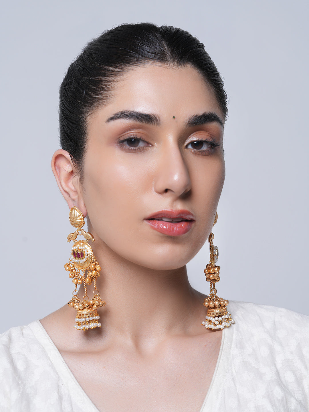 Long Peacock Design Ghungroo Jhumki